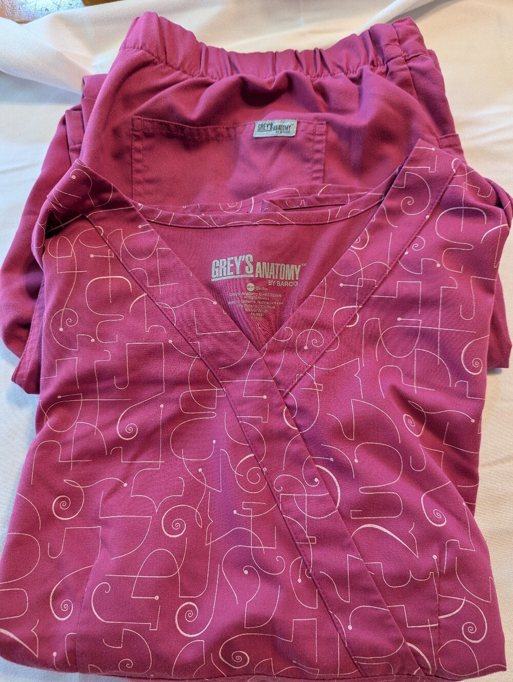 Grey's Anatomy Pink Scrub Set Sizes Top Large Pants XL